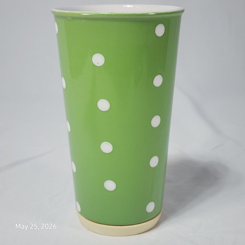 Green and White Polka Dot 12oz Cup